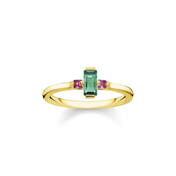 Thomas Sabo Ring Green Stone Gold