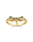 Thomas Sabo Ring dragonfly with coloured stones gold