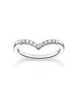 Thomas Sabo Ring V-shape with white stones silver