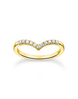 Thomas Sabo Ring V-shape with white stones gold