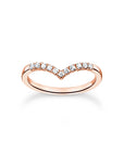 Thomas Sabo Ring V-shape with white stones rose gold