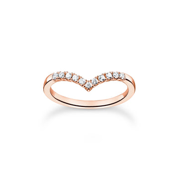 Thomas Sabo Ring V-shape with white stones rose gold