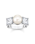 THOMAS SABO Ring pearls with white stones silver