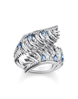 THOMAS SABO Ring phoenix wing with blue stones silver