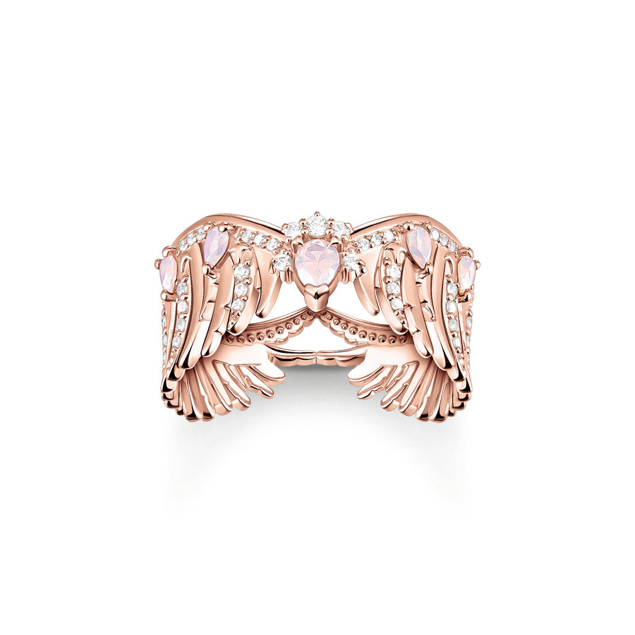 THOMAS SABO Ring phoenix wing with pink stones rose gold