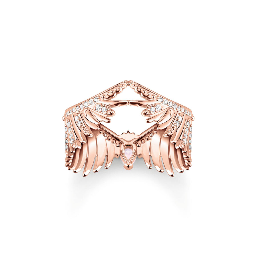 THOMAS SABO Ring phoenix wing with pink stones rose gold