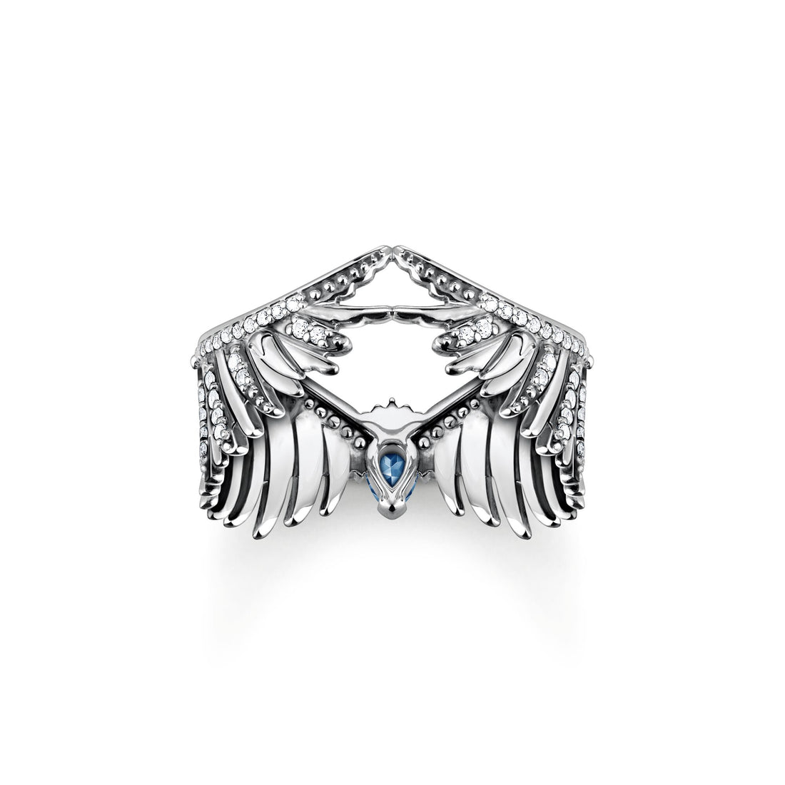 THOMAS SABO Ring phoenix wing with blue stones silver