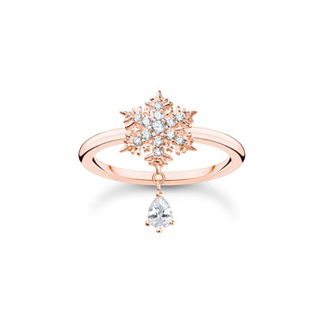 THOMAS SABO Ring snowflake with white stones rose gold