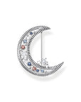 THOMAS SABO Brooch crescent moon with coloured stones silver
