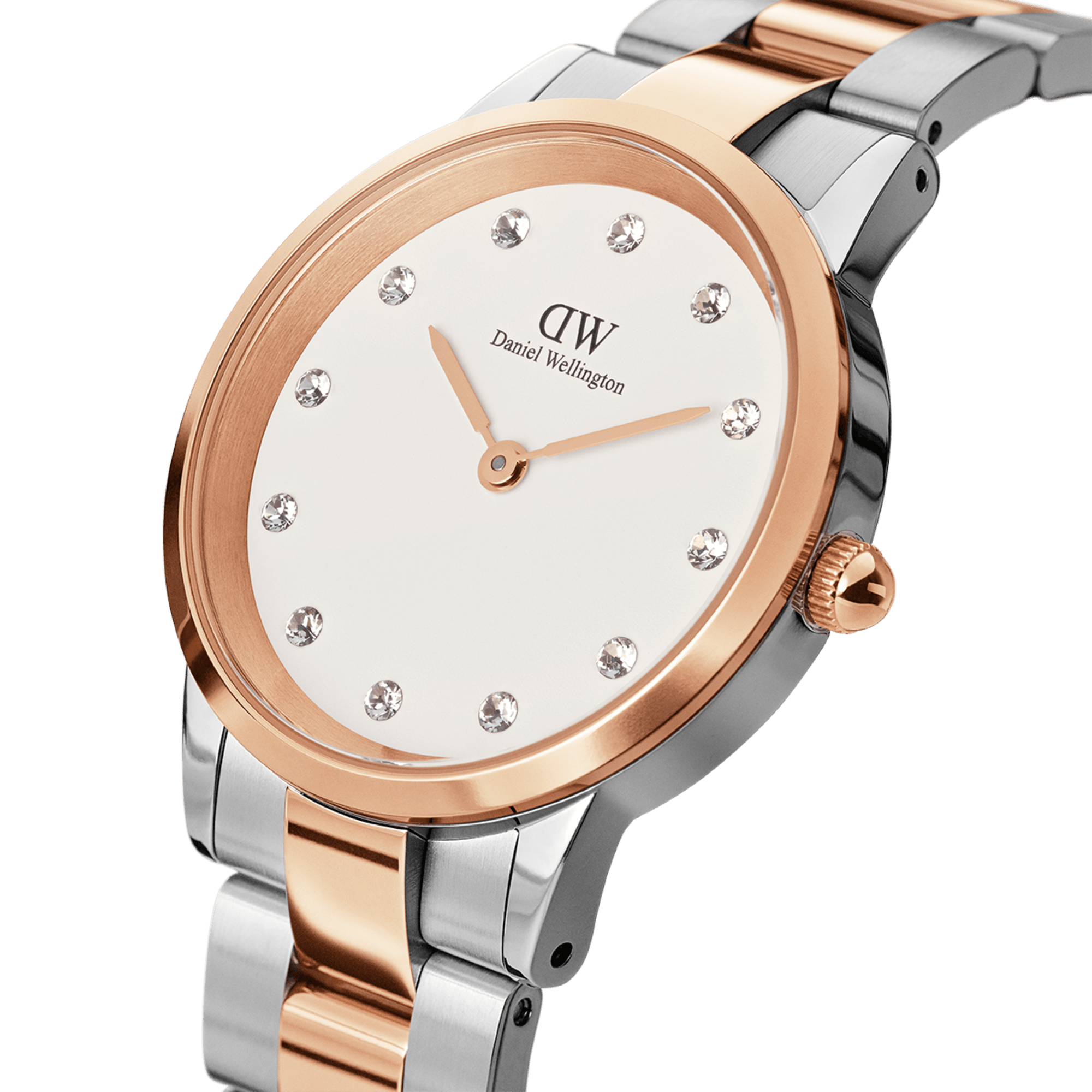 Daniel Wellington Iconic Link Lumine 32 Rose Gold &amp; Silver White Watch