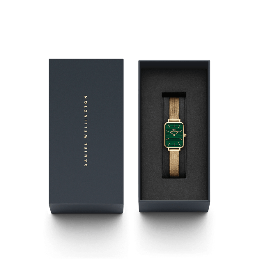 Daniel Wellington Quadro 20X26 Pressed Evergold Gold & Green Watch