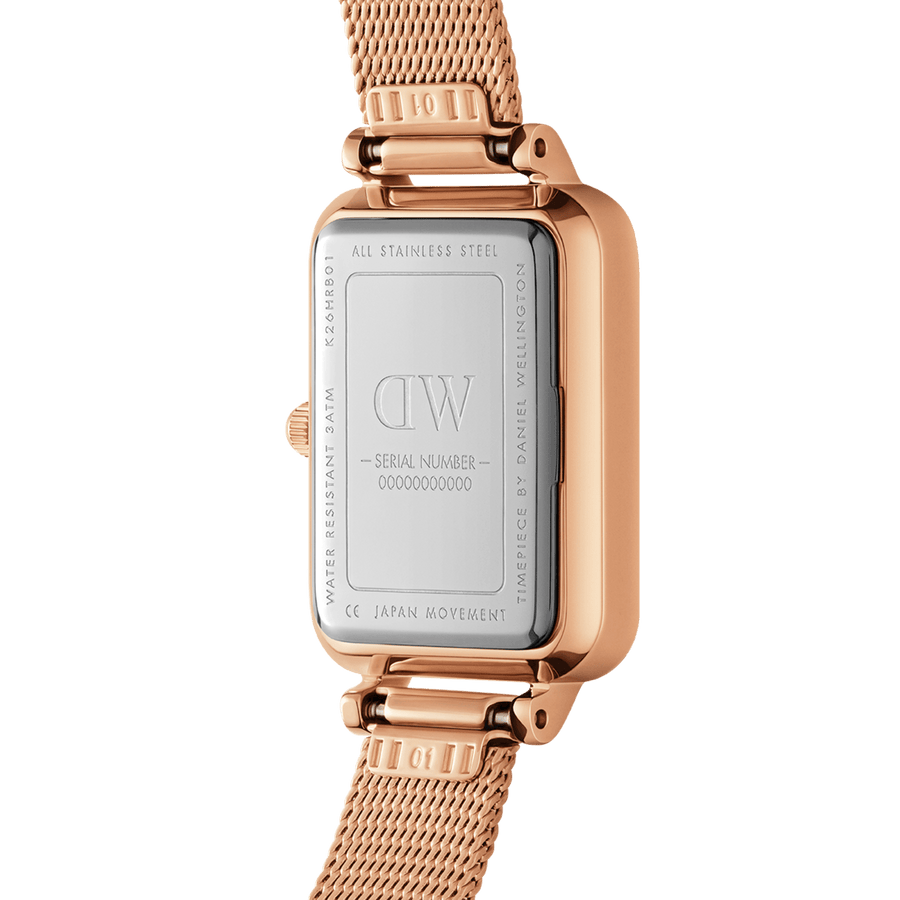 Daniel Wellington Quadro 20X26 Pressed Melrose Lumine Rose Gold & White Watch