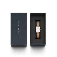 Daniel Wellington Quadro 20X26 Pressed Melrose Lumine Rose Gold & White Watch