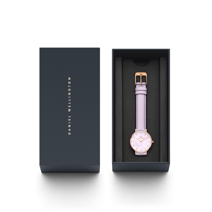 Daniel Wellington Petite 28 Purple Leather & Rose Gold Mother of Pearl Watch