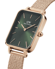 Daniel Wellington Quadro 20X26 Pressed Melrose Rose Gold & Emerald Watch