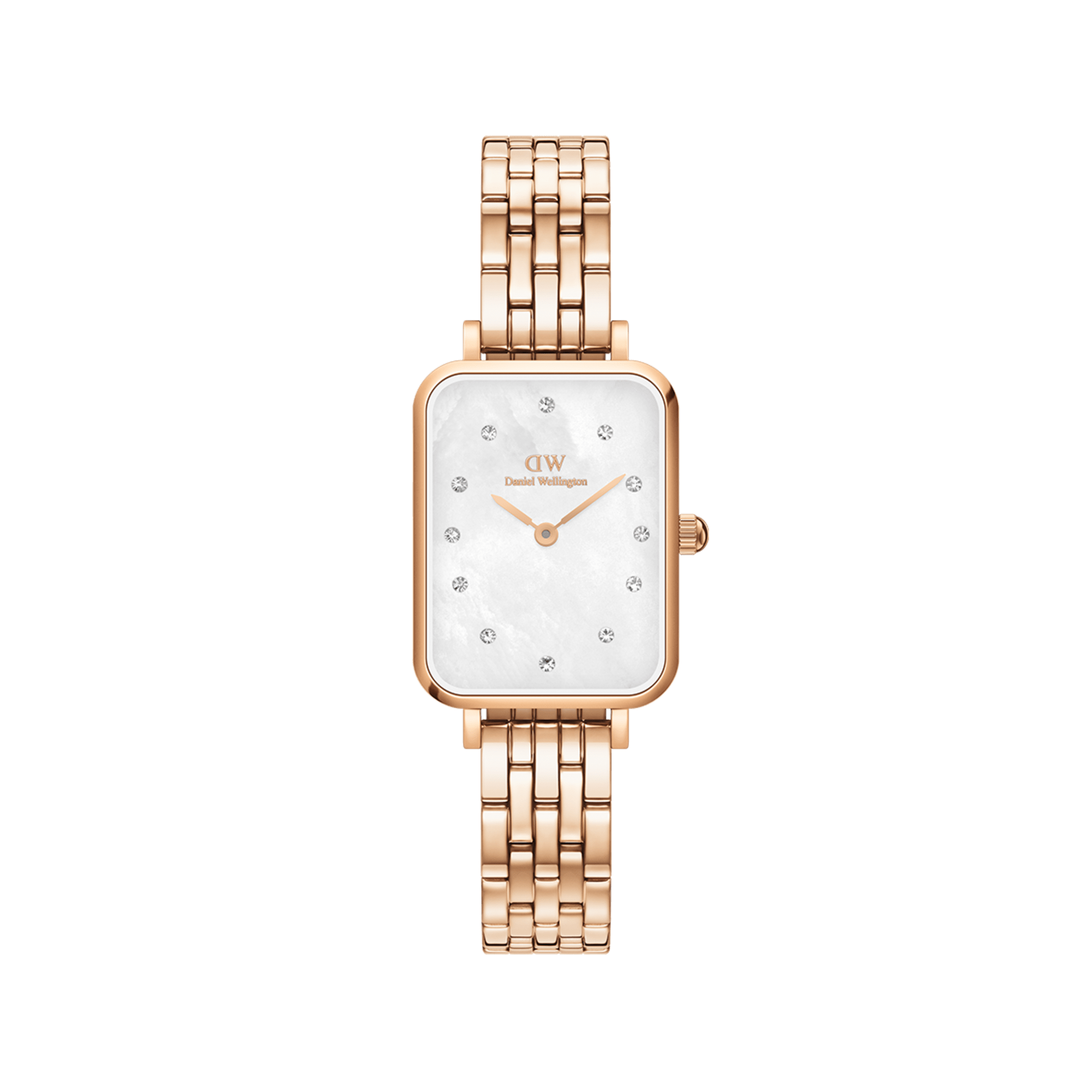 Daniel Wellington Quadro Lumine 20x26 5-Link Rose Gold &amp; Mother of Pearl White Watch