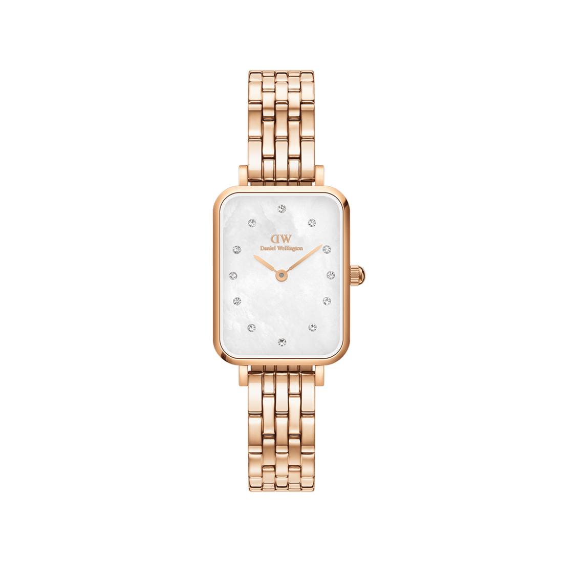 Daniel Wellington Quadro Lumine 20x26 5-Link Rose Gold & Mother of Pearl White Watch