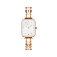 Daniel Wellington Quadro Lumine 20x26 5-Link Rose Gold & Mother of Pearl White Watch