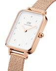 Daniel Wellington Quadro 20X26 Pressed Melrose Lumine Rose Gold & White Watch