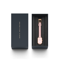 Daniel Wellington Quadro Pink Leather & Rose Gold Mother of Pearl Watch