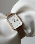 Daniel Wellington Quadro 20X26 Pressed Melrose Rose Gold & White Watch