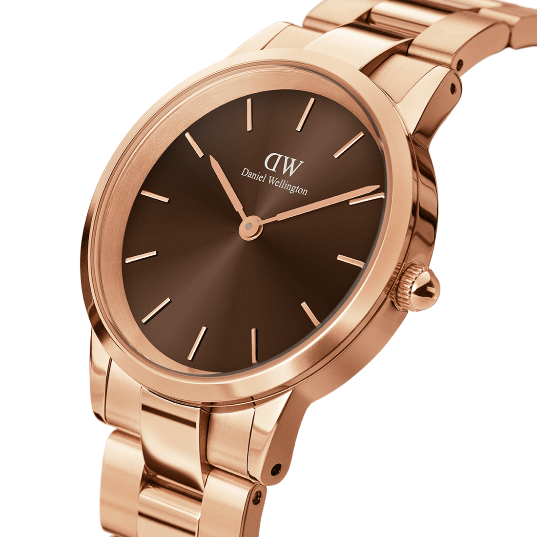 Daniel Wellington Iconic Link Amber 40 Rose Gold & Brown Watch