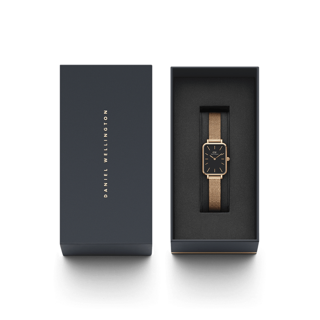 Daniel Wellington Quadro 20X26 Pressed Melrose Rose Gold & Black Watch