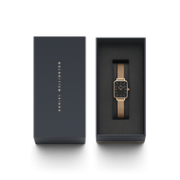 Daniel Wellington Quadro 20X26 Pressed Melrose Rose Gold & Black Watch