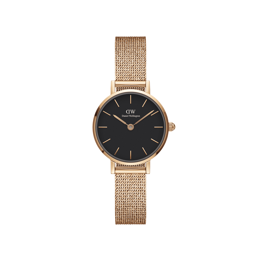 Daniel Wellington Petite 24 Pressed Melrose Rose Gold & Black Watch