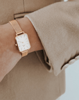 Daniel Wellington Quadro 20X26 Pressed Melrose Rose Gold & White Watch