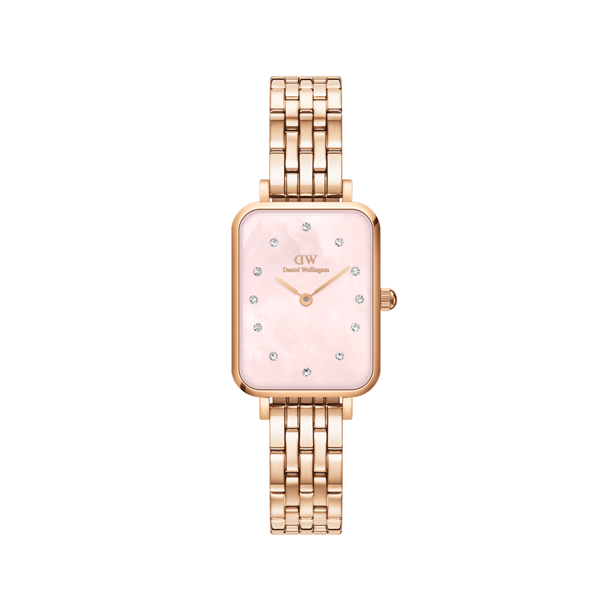 Daniel Wellington Quadro Lumine 20x26 5-Link Rose Gold &amp; Mother of Pearl Pink Watch