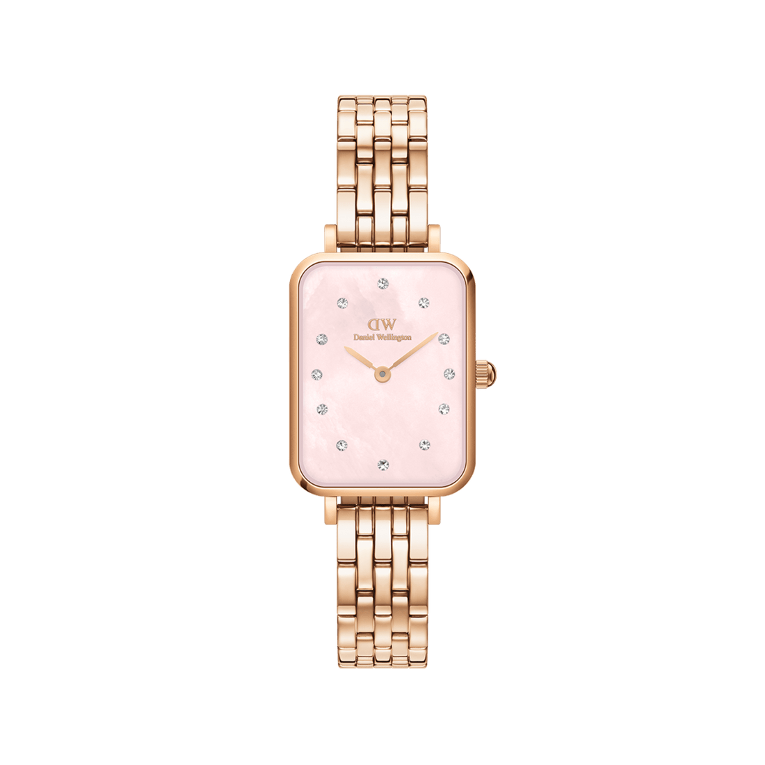 Daniel Wellington Quadro Lumine 20x26 5-Link Rose Gold & Mother of Pearl Pink Watch