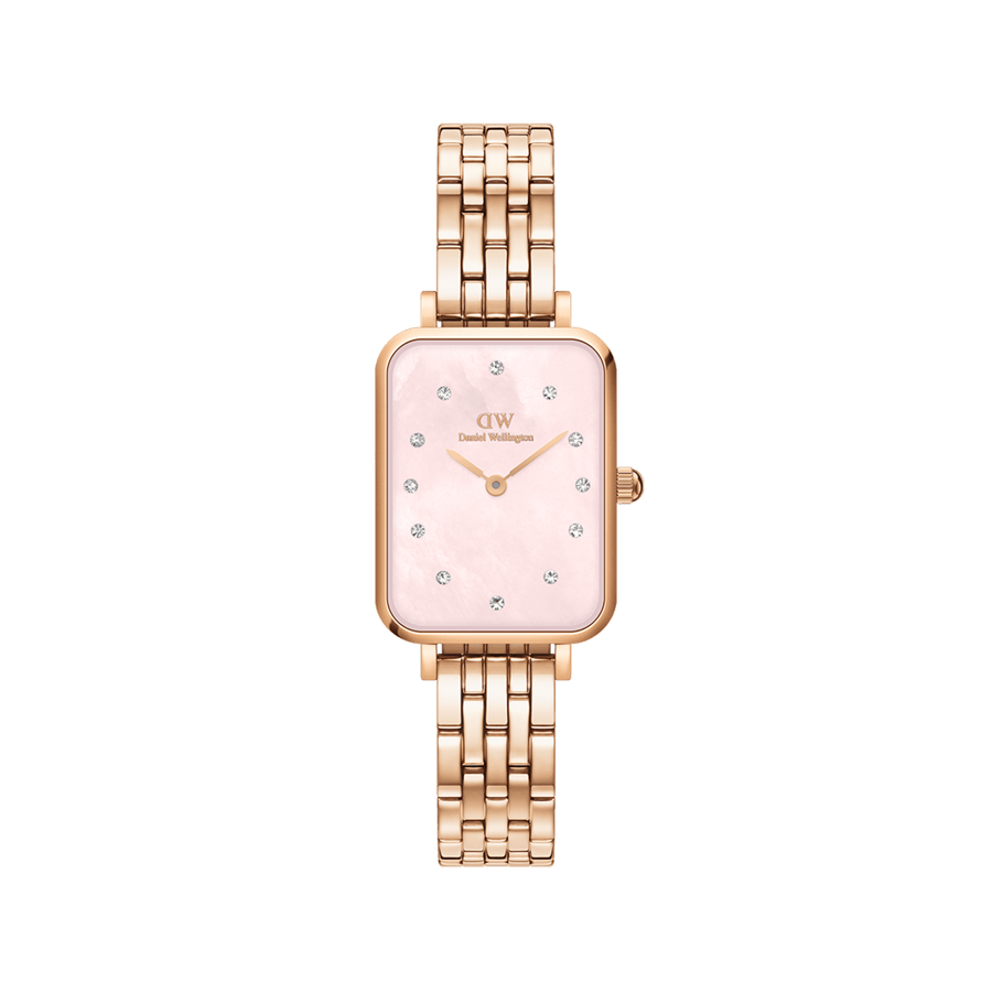 Daniel Wellington Quadro Lumine 20x26 5-Link Rose Gold & Mother of Pearl Pink Watch