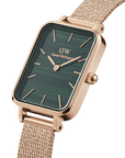 Daniel Wellington Quadro 20X26 Pressed Melrose Rose Gold & Green Watch