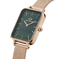 Daniel Wellington Quadro 20X26 Pressed Melrose Rose Gold & Green Watch