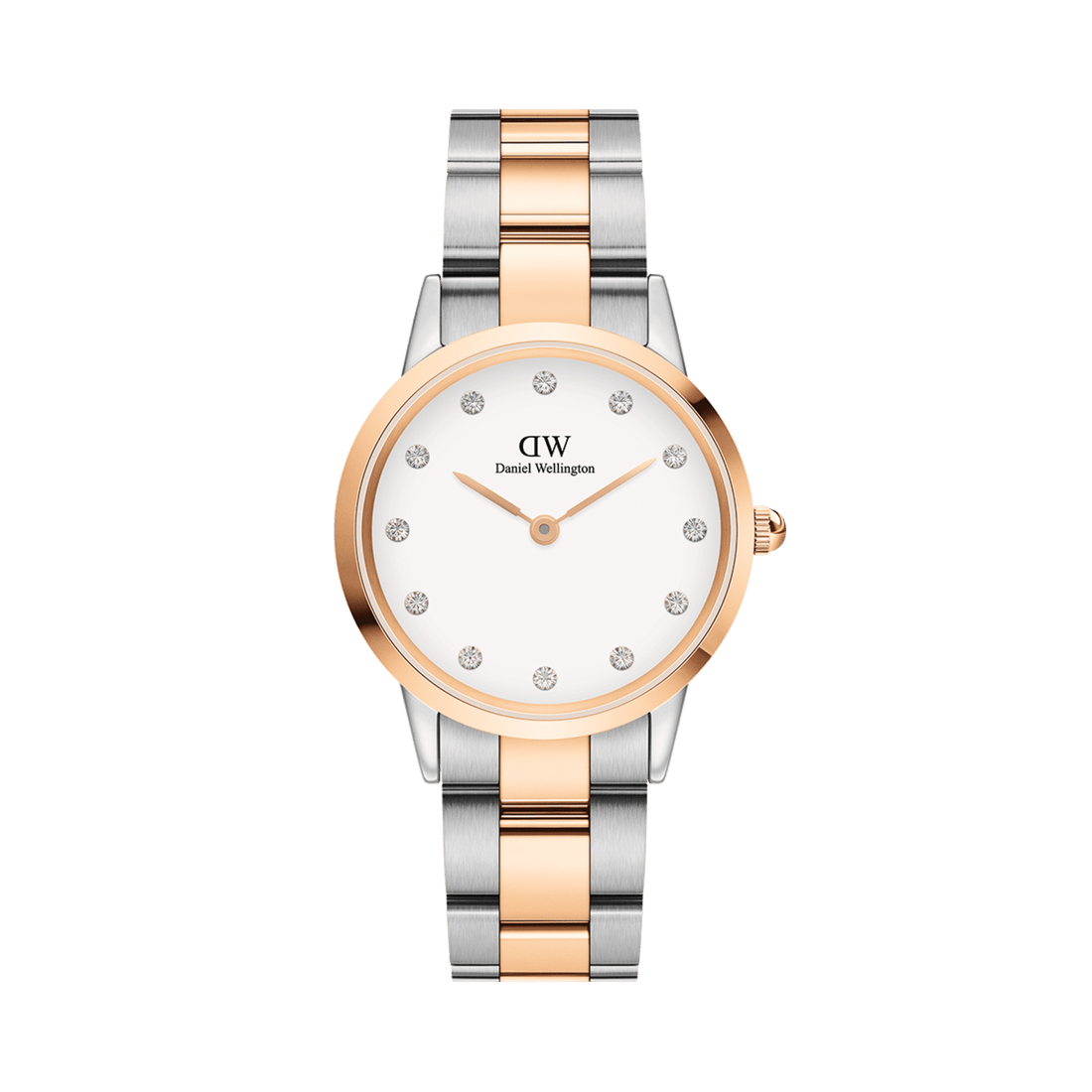 Daniel Wellington Iconic Link Lumine 28 Rose Gold & Silver White Watch