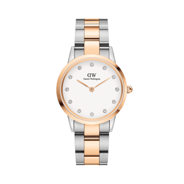 Daniel Wellington Iconic Link Lumine 28 Rose Gold & Silver White Watch