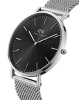 Daniel Wellington Classic 40 Sterling Silver & Onyx Watch