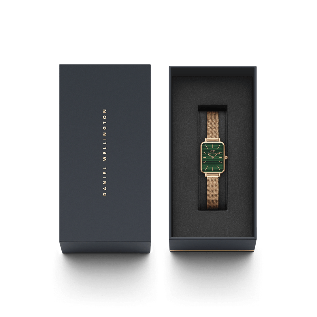 Daniel Wellington Quadro 20X26 Pressed Melrose Rose Gold & Green Watch