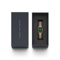 Daniel Wellington Quadro 20X26 Pressed Melrose Rose Gold & Green Watch