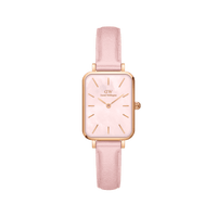 Daniel Wellington Quadro Pink Leather & Rose Gold Mother of Pearl Watch