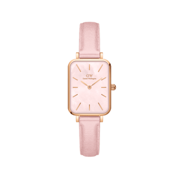 Daniel Wellington Quadro Pink Leather & Rose Gold Mother of Pearl Watch