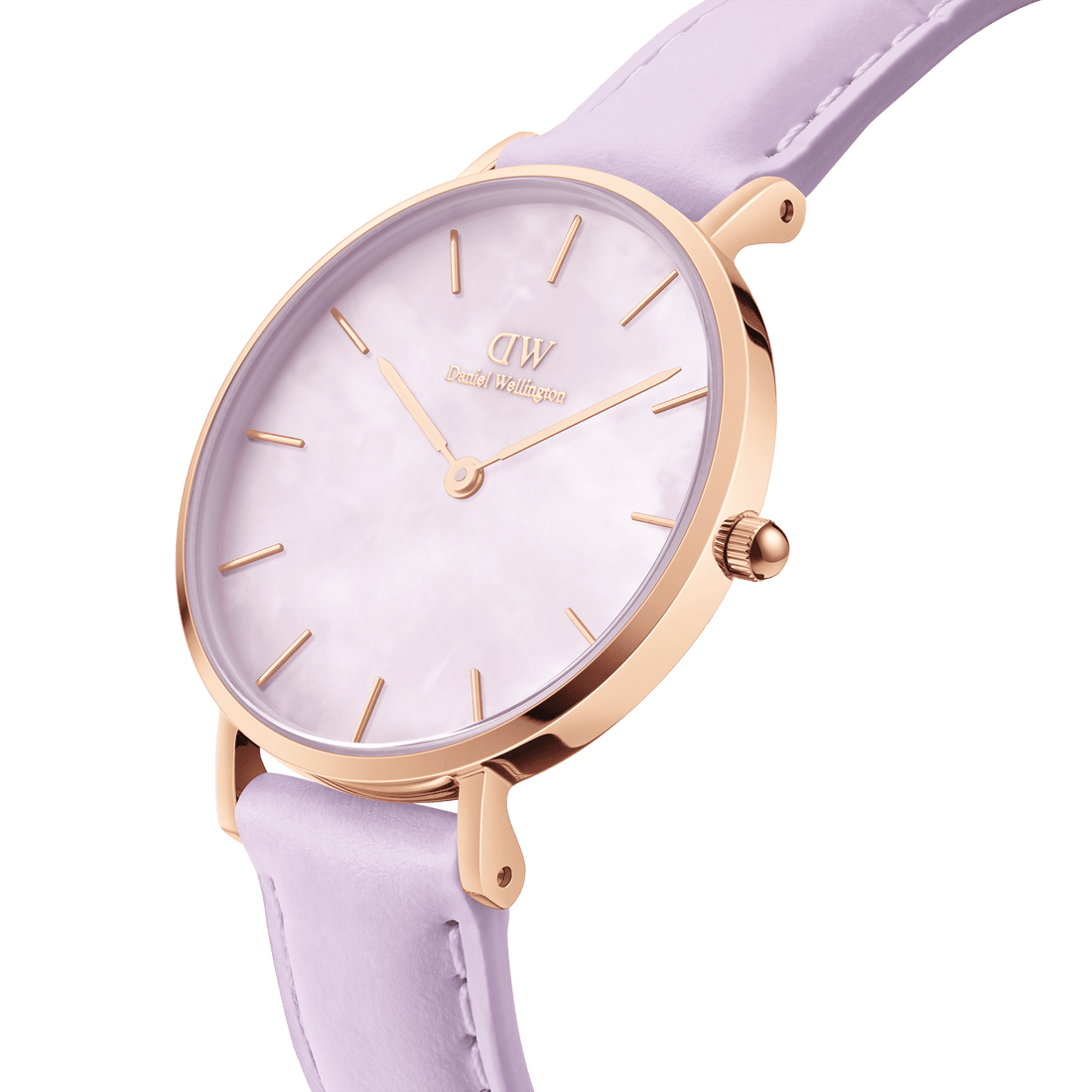 Daniel Wellington Petite 28 Purple Leather & Rose Gold Mother of Pearl Watch