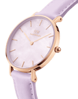 Daniel Wellington Petite 28 Purple Leather & Rose Gold Mother of Pearl Watch