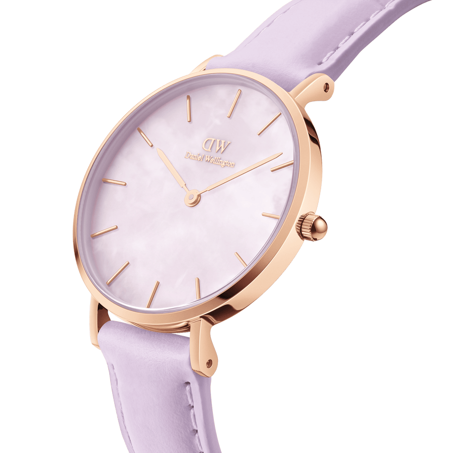 Daniel Wellington Petite 28 Purple Leather & Rose Gold Mother of Pearl Watch