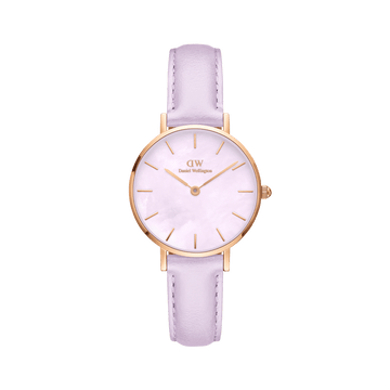 Daniel Wellington Petite 28 Purple Leather & Rose Gold Mother of Pearl Watch