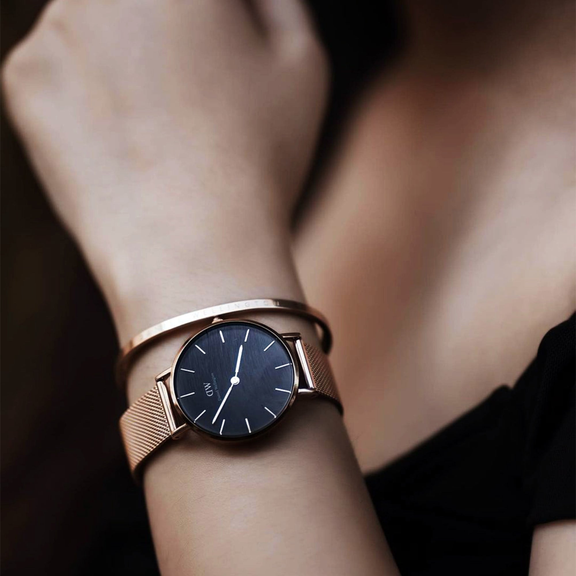 Daniel Wellington Petite 32 Melrose Rose Gold &amp; Black Watch