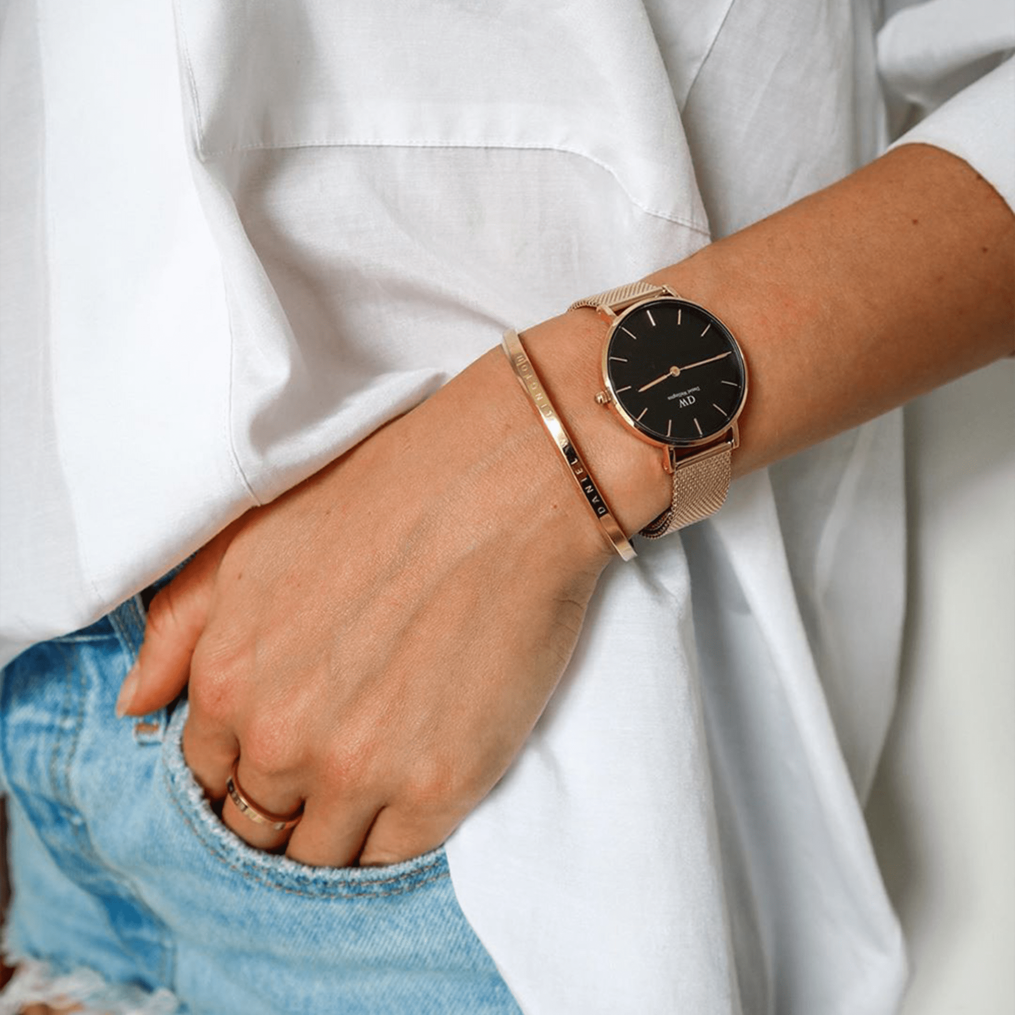 Daniel Wellington Petite 36 Evergold Gold &amp; White Watch