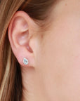 9CT CHARLOTTE AQUAMARINE & DIAMOND STUD EARRINGS