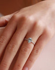 9CT CHARLOTTE AQUAMARINE & DIAMOND RING